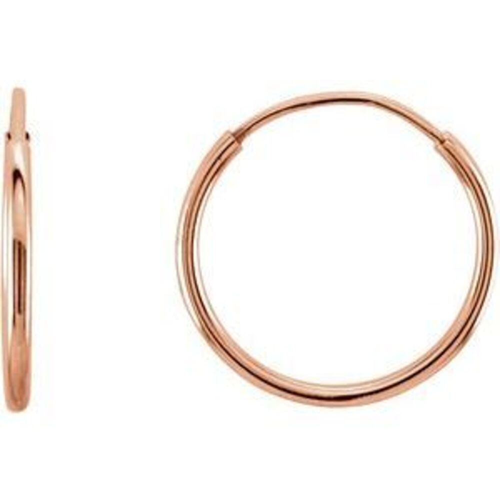 14k Rose Gold Endless Hoop Earrings Jewelry For Gift - 12mm